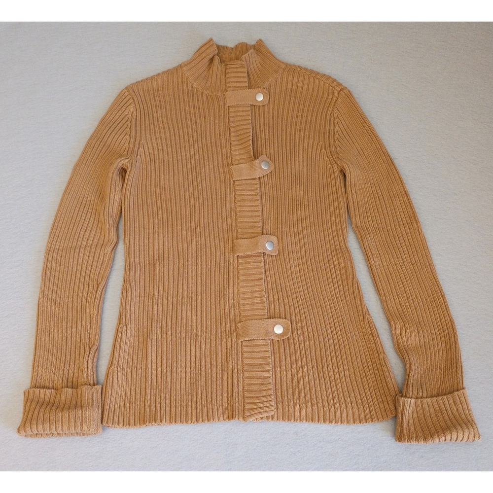 Moda International Cable Knit Zip Up Sweater M Buckles Indie Preppy Y2K 90s‎